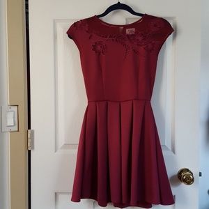 Embroidered mesh top spring dress